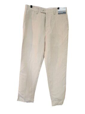 Louis Raphael Tailored Straight modern Fit khaki Linen Dress pants Mens size 33